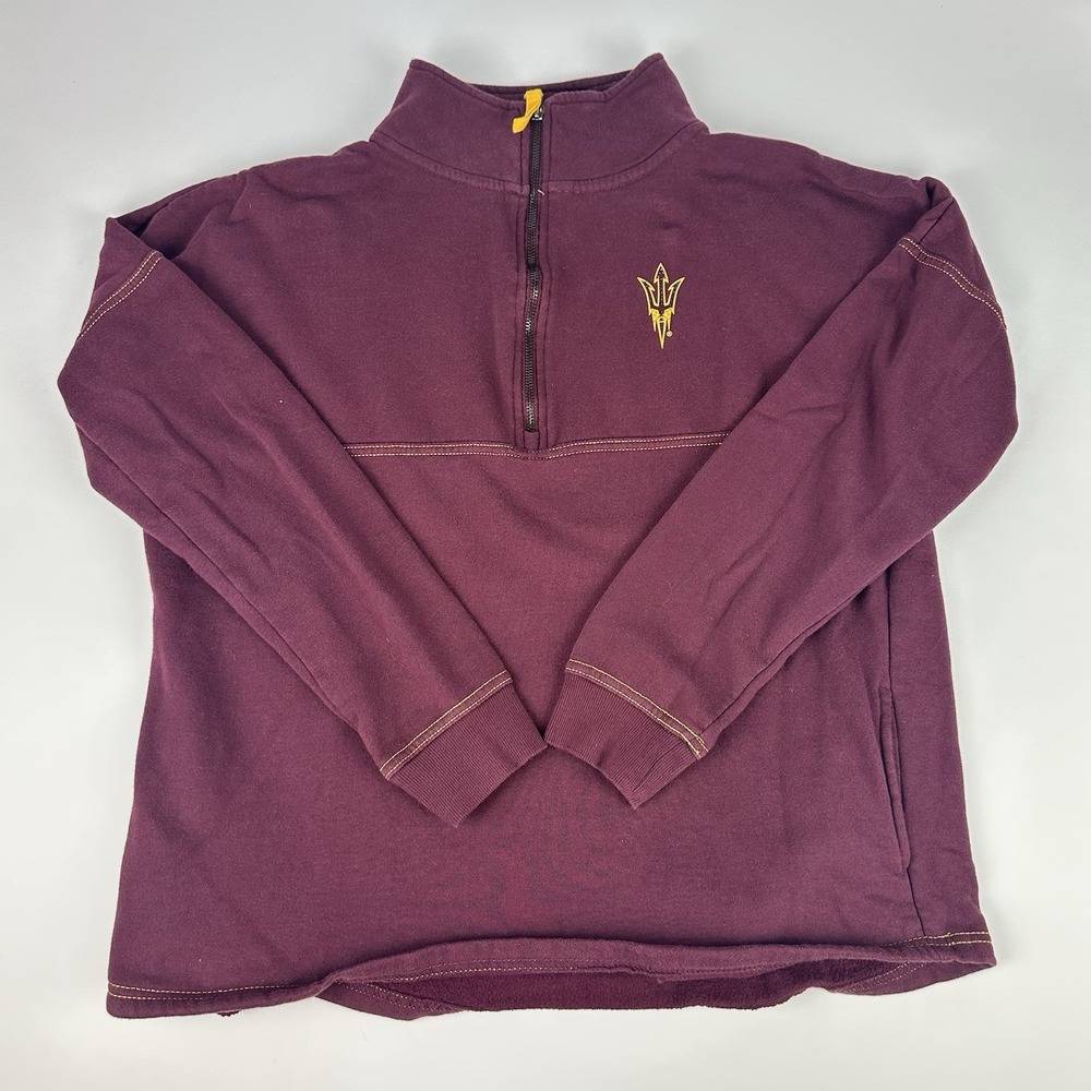 Arizona State Sun Devils 1/4 Zip Sweatshirt Pullover Women's Large Jeweled